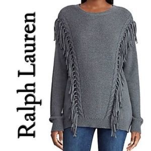 Lauren Ralph Lauren Fringe Trim Sweater NWT Medium